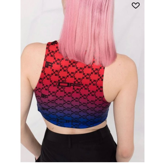 Off-White Athleisure Arrows Print Logo Cropped Bra Top Ombré Gradient Small - Picture 8 of 8